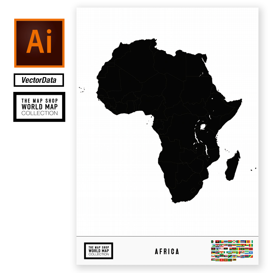 高精細白地図aiベクター アフリカ地図 The Map Shop