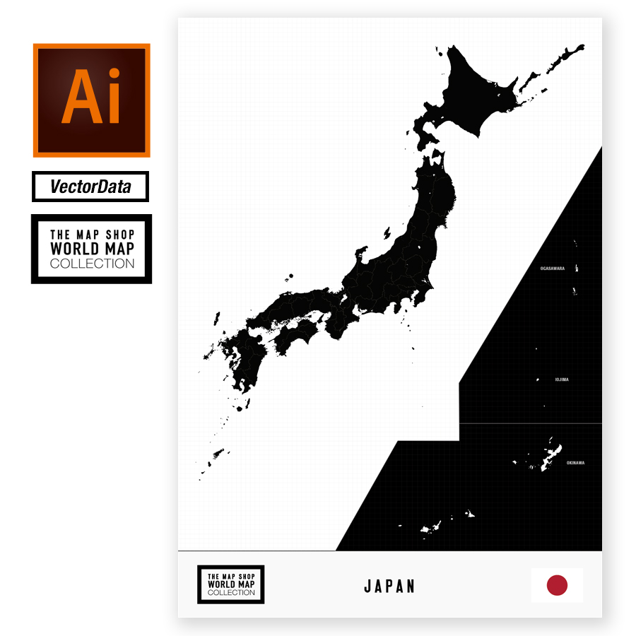 高精細白地図aiベクター 日本地図 The Map Shop